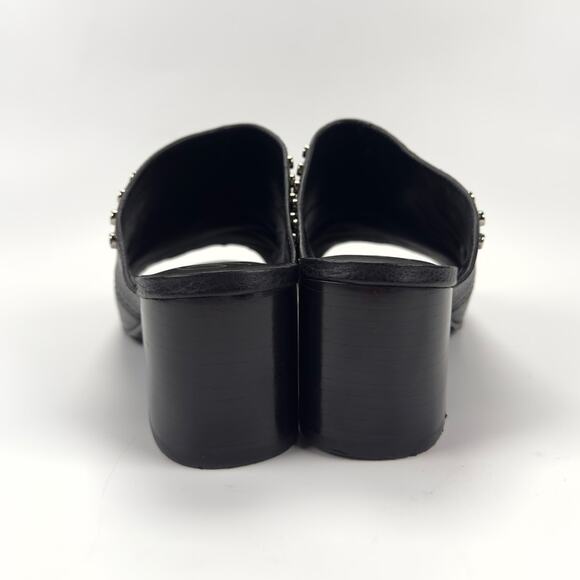 NIB Brighton Tap Black Leather Slip On Open Toe Heeled Mules Women's Size 7.5 - Picture 5 of 12